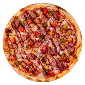 Пицца с копчёными колбасками